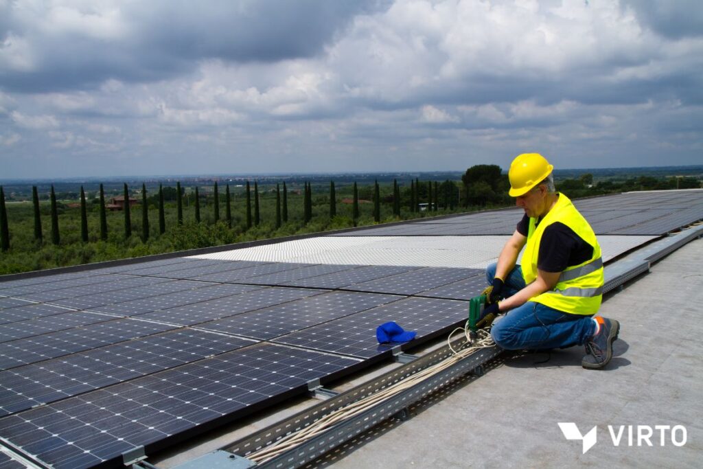 solar panels cables and cable trays