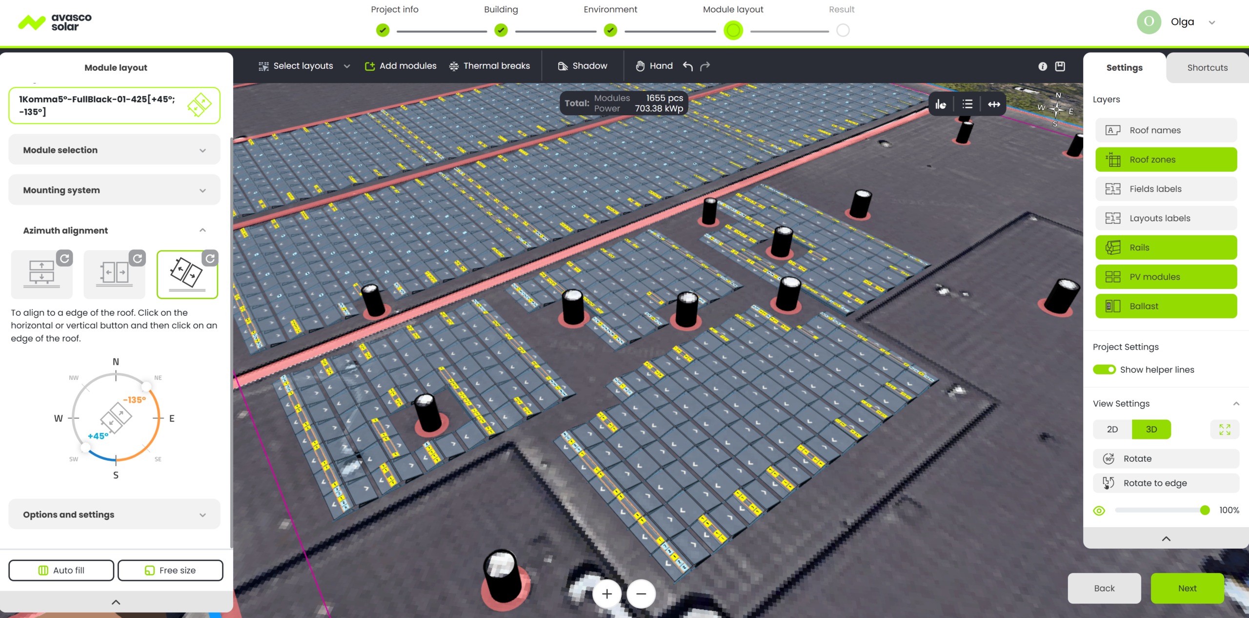 Module Layout & Shadow Simulation – Virto Solar